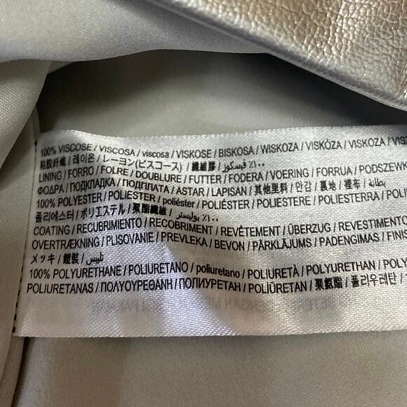 MNG Mango Women's Silver Metallic Faux Leather Zipper Casual Mini A-Line Skirt S - Picture 5 of 5